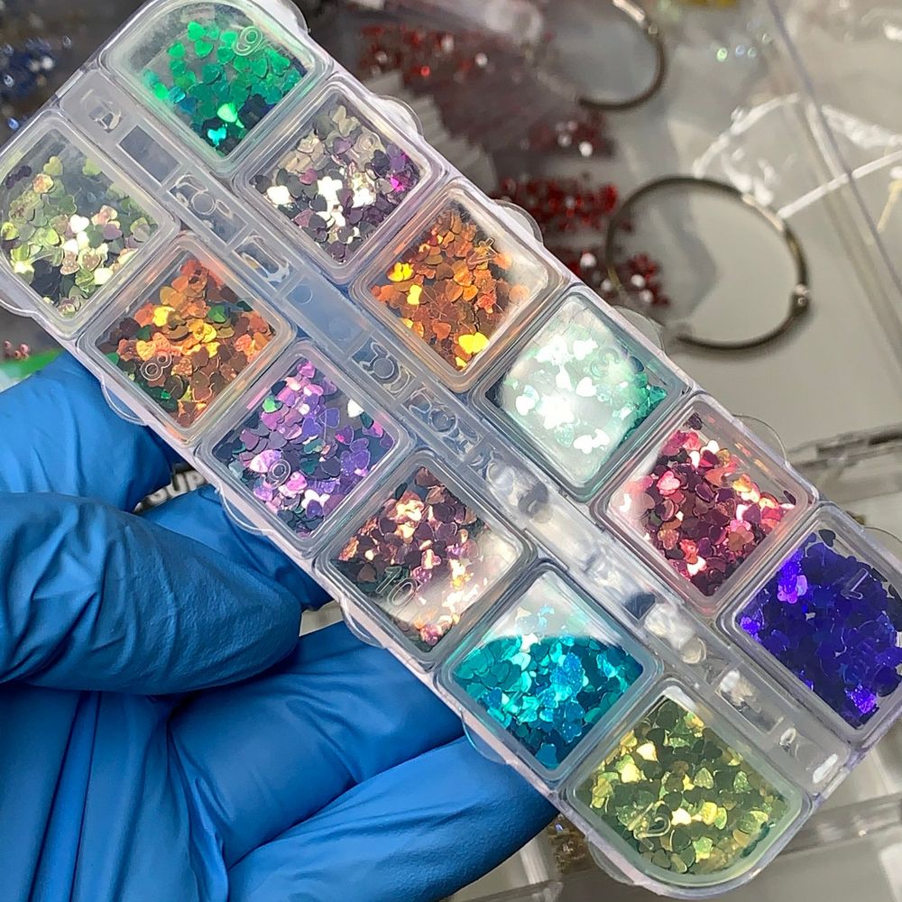 heart holographic nail sequins box - 2