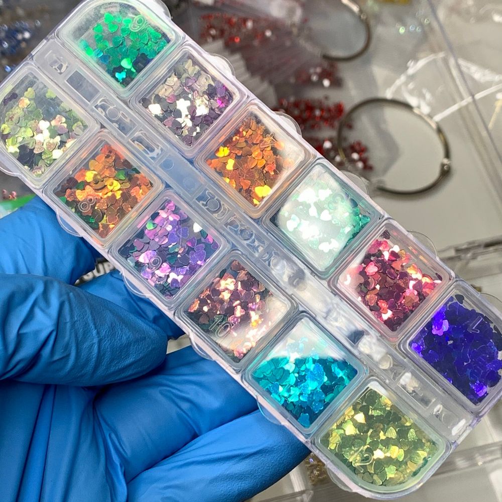 heart holographic nail sequins box - 3
