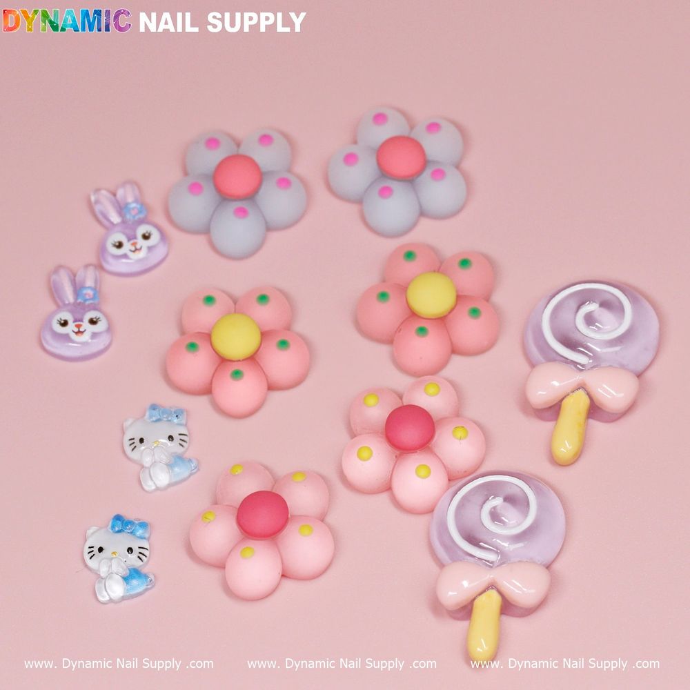 Kawaii mixed shape nail charms pack - 2